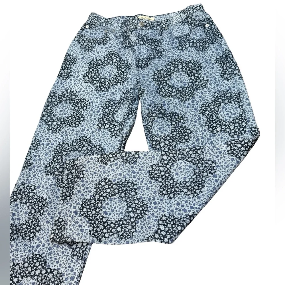 👖 Madewell Baggy Straight Jeans‎ Quilted Floral Indigo Women’s Size 29